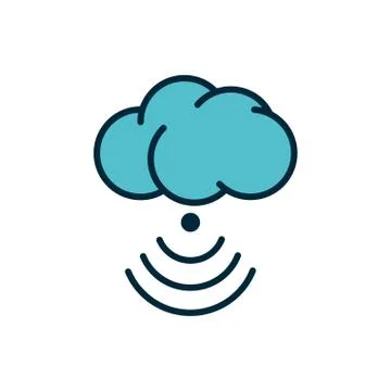 Cloud computing connection internet of things line and fill icon Illustrazione stock
