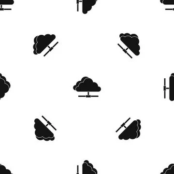 Cloud computing connection pattern seamless black Stock Illustration