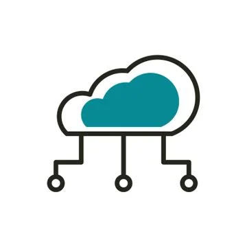 Cloud computing connection web development icon line and fill Stock Illustration