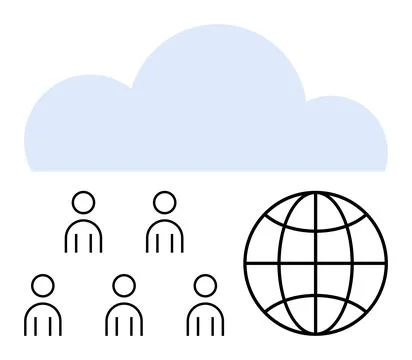 Cloud Computing Connectivity Linking People Globally with Cloud Technology Stock Illustration