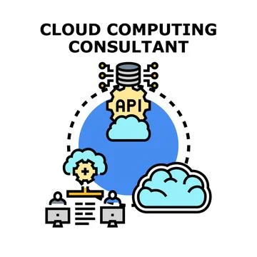 Cloud computing consultant providing technology services Stock Illustration