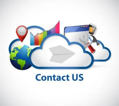 Cloud computing contact us sign illustration Illustrazione stock