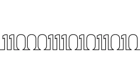 Cloud computing continuous line art. Border from binary code numbers. Big data Stock Illustration
