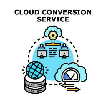 Cloud computing converting data management service Stockillustratie