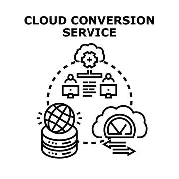 Cloud computing converting data management service Stock Illustration