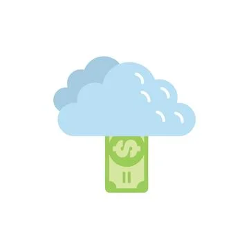 Cloud computing cost, money saving concept with cloud and dollar イラスト素材