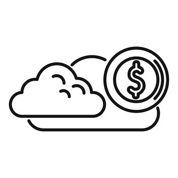 Cloud computing costs icon showing money and finance Illustrazione stock