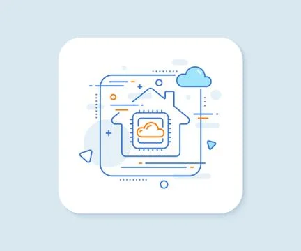 Cloud computing cpu line icon. Internet data storage sign. Vector Illustrazione stock