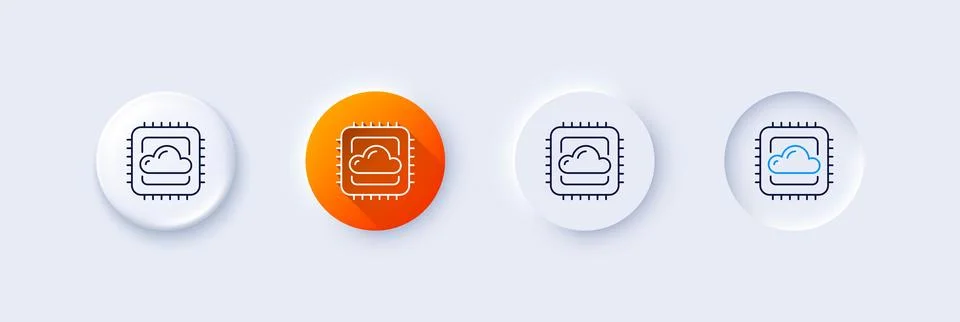 Cloud computing cpu line icon. Internet data storage sign. Line icons. Vector 스톡 일러스트