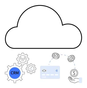 Cloud Computing for CRM and Online Transactions in Business Operations Illustrazione stock