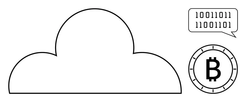 Cloud computing with cryptocurrency and binary code communication concept イラスト素材