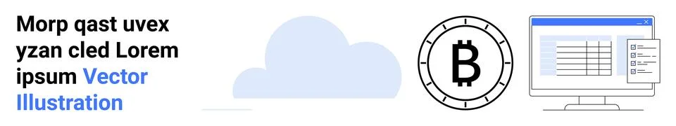 Cloud Computing with Cryptocurrency and Data Management Concept 스톡 일러스트