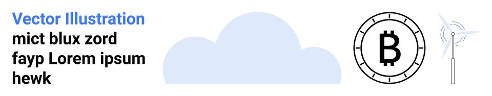 Cloud Computing, Cryptocurrency, and Renewable Energy - Future Tech Integrati Stock Illustration