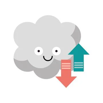 Cloud computing cute cartoon vector illustration Stock Illustration