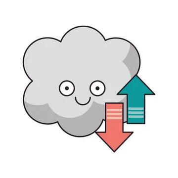 Cloud computing cute cartoon vector illustration Stock Illustration