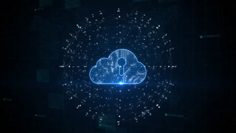 Cloud computing of cyber security, digital data network protection. High-spee Stock Footage 135294958
