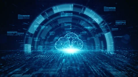 Cloud computing of cyber security of digital data network protection Video stock 135296892