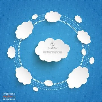 Cloud computing cycle infographic blue sky Stock Illustration