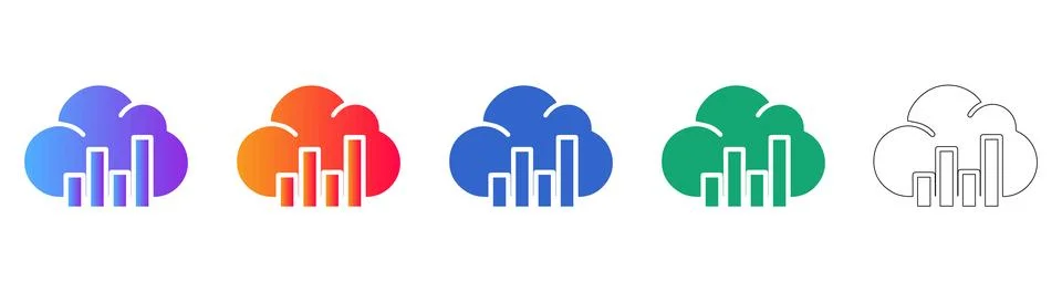 Cloud Computing &amp; Data Analysis Icons â?? Growth and Digital Storage Stockillustratie