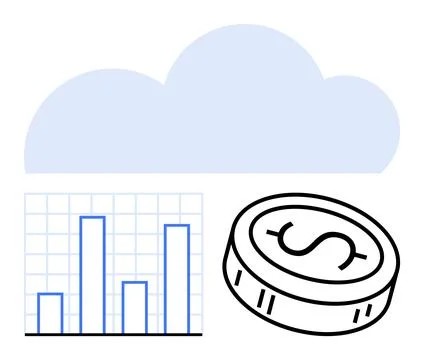 Cloud Computing with Data Analytics and Financial Growth Stock Illustration