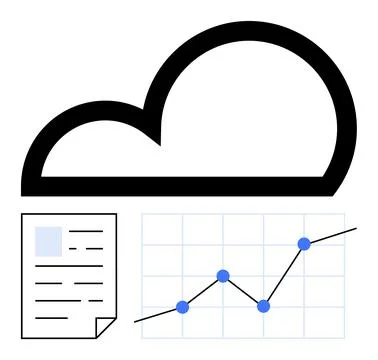 Cloud Computing with Data Analytics and Document Management Visualization Stockillustratie