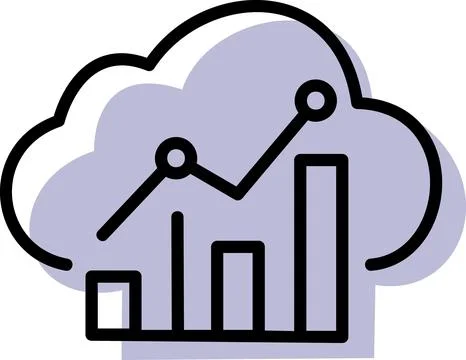 Cloud computing data analytics chart icon Stock Illustration