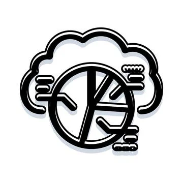Cloud computing data analytics pie chart icon 스톡 일러스트