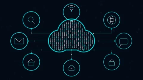 Cloud Computing data and file storage Stockbeeldmateriaal 344095973