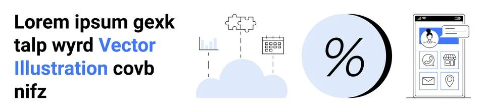 Cloud Computing Data, Calendar, Percentage and User Profile Management Stock Illustration