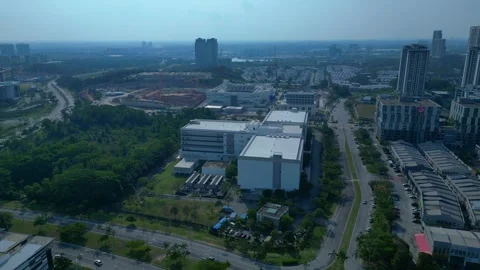 Cloud computing Data center at Ciber city. Fantastic aerial view drone Stock Footage 331006544