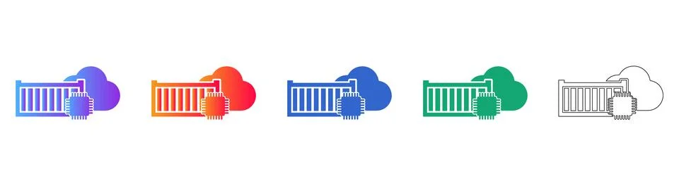 Cloud Computing Data Center Icons Illustration Stock Illustration