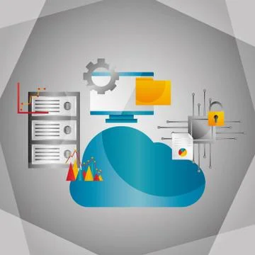 Cloud computing data center information protection Stock Illustration