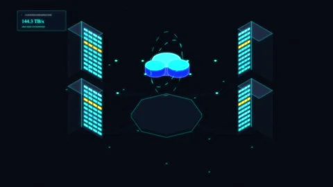 Cloud computing data center servers animation network infrastructure Stock Footage 347198891