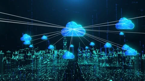 Cloud computing data center technology smart city background Stock Footage 142413653