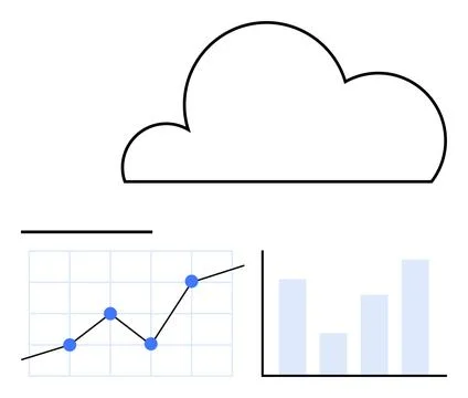 Cloud Computing with Data Charts Representing Analytics and Growth Trends Stock Illustration