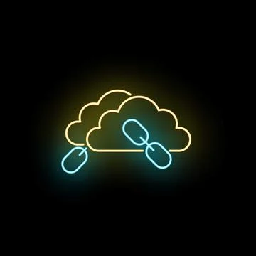 Cloud computing data connection neon link technology Illustrazione stock