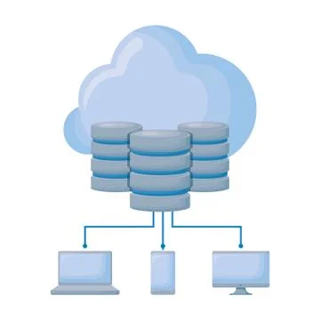 Cloud computing with data disks and computers Stock Illustration