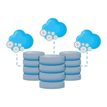 Cloud computing with data disks and gears Stock Illustration