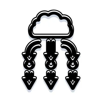 Cloud computing data distribution and download icon 库存插图