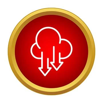 Cloud computing data download icon on red button イラスト素材