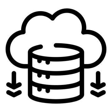 Cloud computing data downloading from database with arrows symbol icon Stock Illustration
