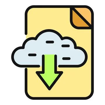 Cloud computing data downloading file document icon Illustrazione stock