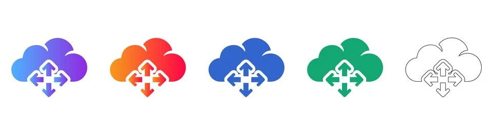 Cloud Computing Data Expansion Icon Set Illustrazione stock