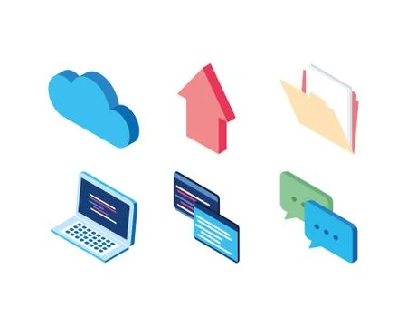 Cloud computing data file folder laptop homepage technology internet Stock Illustration