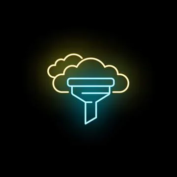 Cloud computing data filtering neon icon illustration 스톡 일러스트