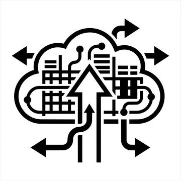 Cloud computing data flow and network connectivity icon 8K ultra quality imag Illustrazione stock