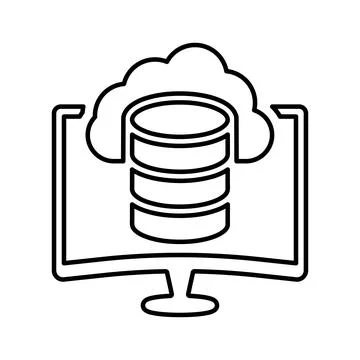 Cloud computing, data icon. Line, outline design. Stockillustratie