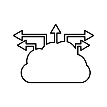 Cloud, computing, data icon. Line, outline design. Stock Illustration