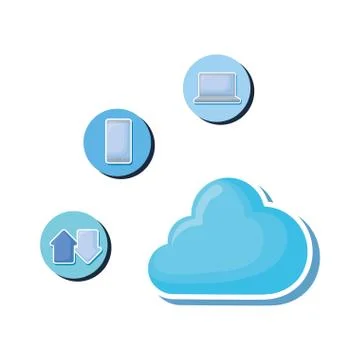 Cloud computing with data icons 스톡 일러스트