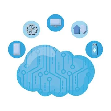 Cloud computing with data icons Stock Illustration